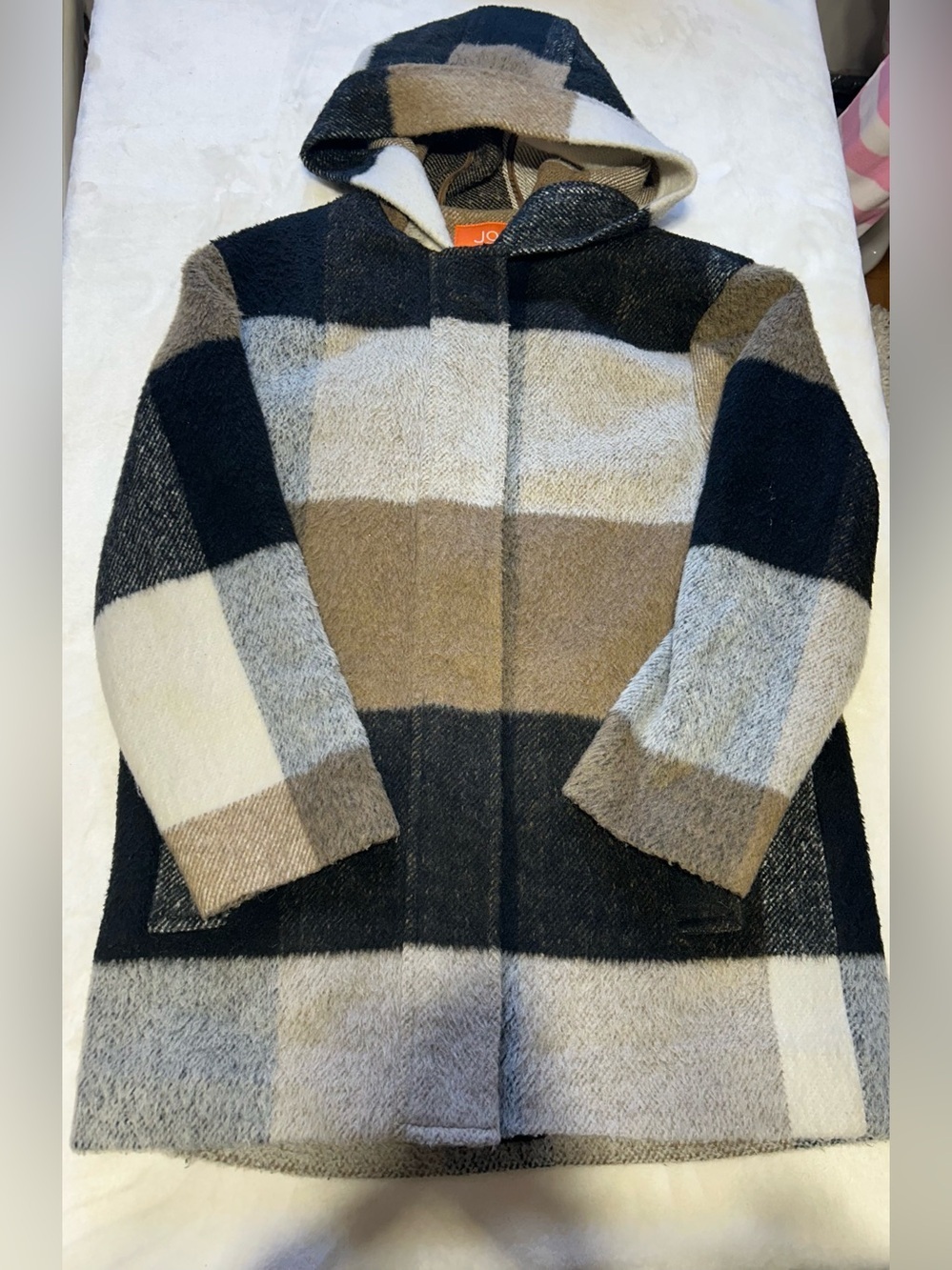 JOE Fresh Hooded Plaid Coat